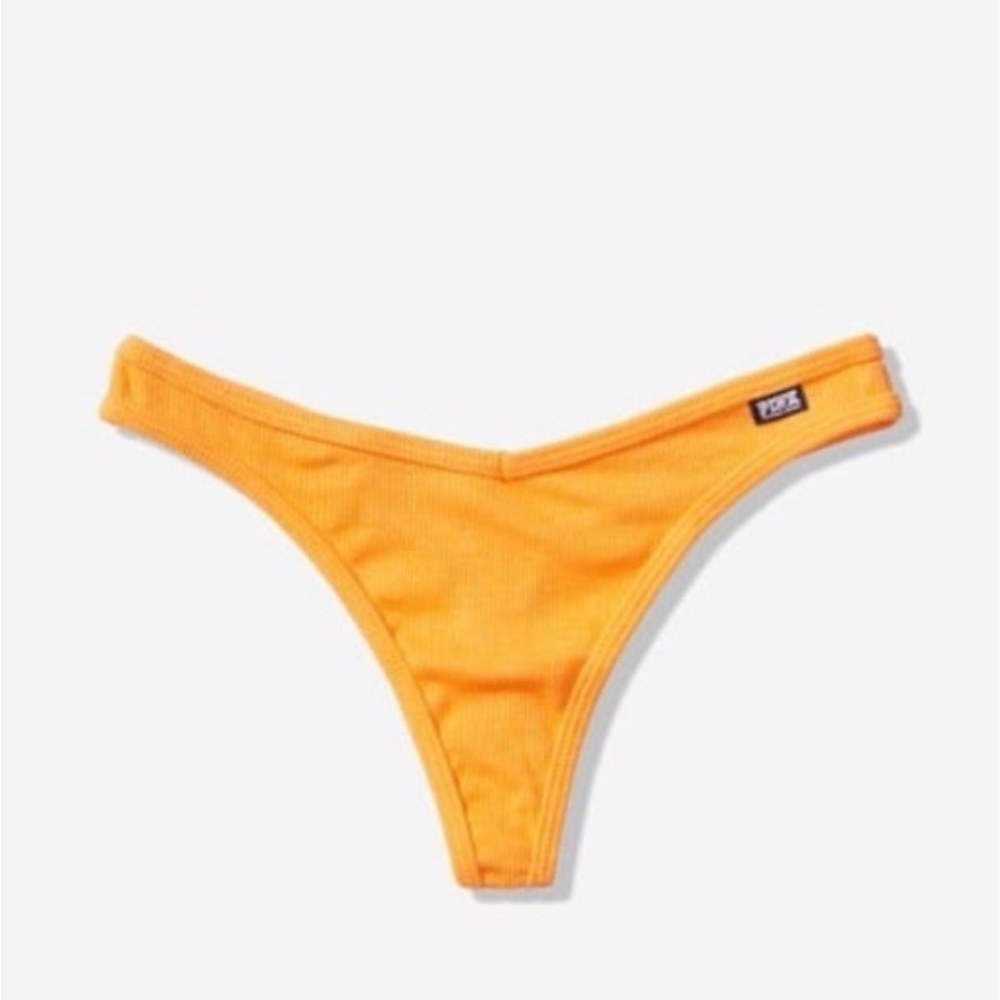 VS PINK Ribbed Thong (Small) Gold
